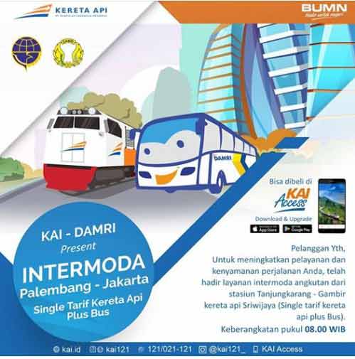 Angkutan Terusan Intermoda KAI DAMRI Palembang Jakarta