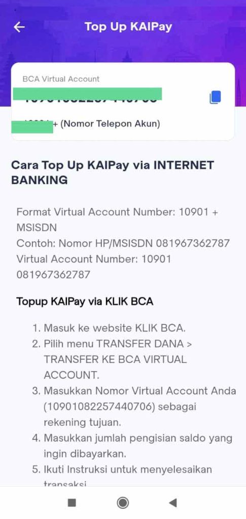 Isi KAIPAY Melalui Internet Banking